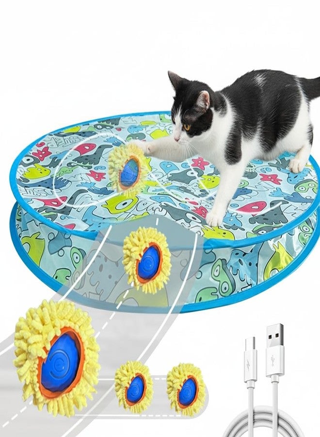 Qpets مجموعة كرات ألعاب القطط الذكية من كيو بيتس® - كرة متدحرجة تلقائيًا مع خيمة لعب 70 سم للمطاردة التفاعلية والتمرين، تشجع اللعب النشط للقطط الصغيرة والبالغة - Image 1